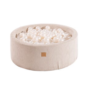 Velvet Ecru Round Ball Pit 90x30cm with 200 Balls